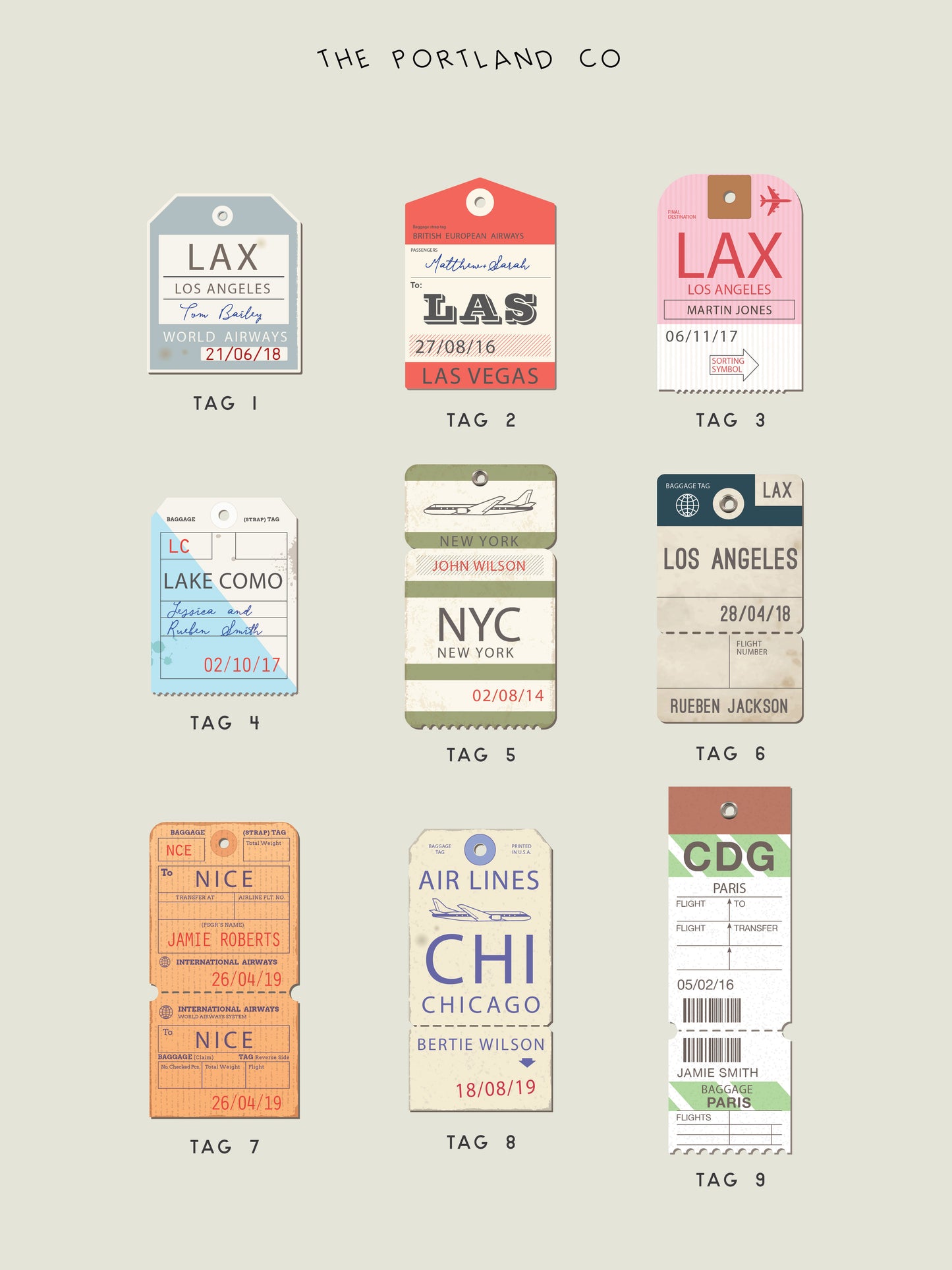 Personalised Luggage Tag Travel Print
