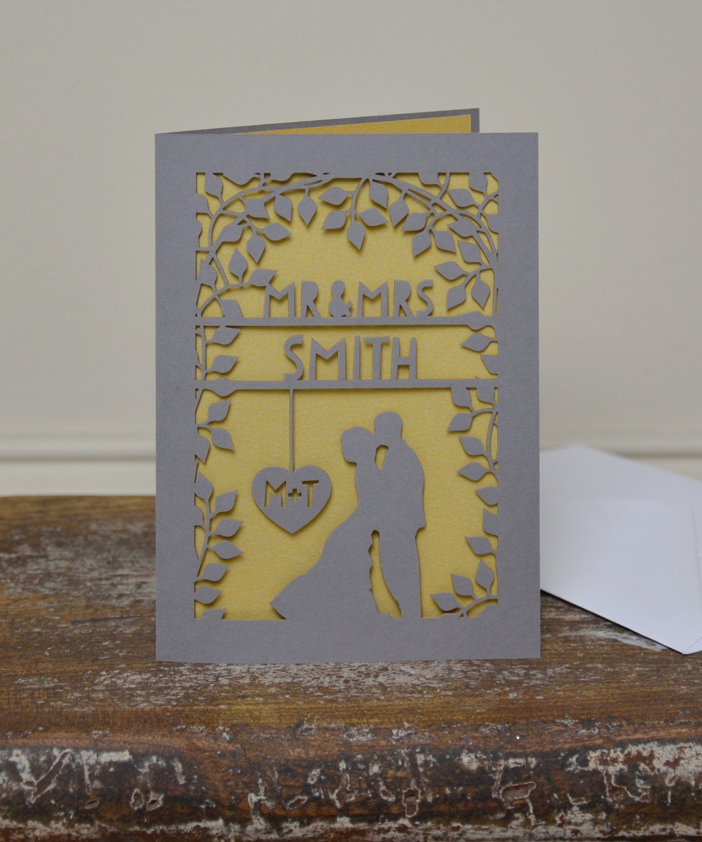 Wedding Day Silhouette Laser Cut Greeting Card