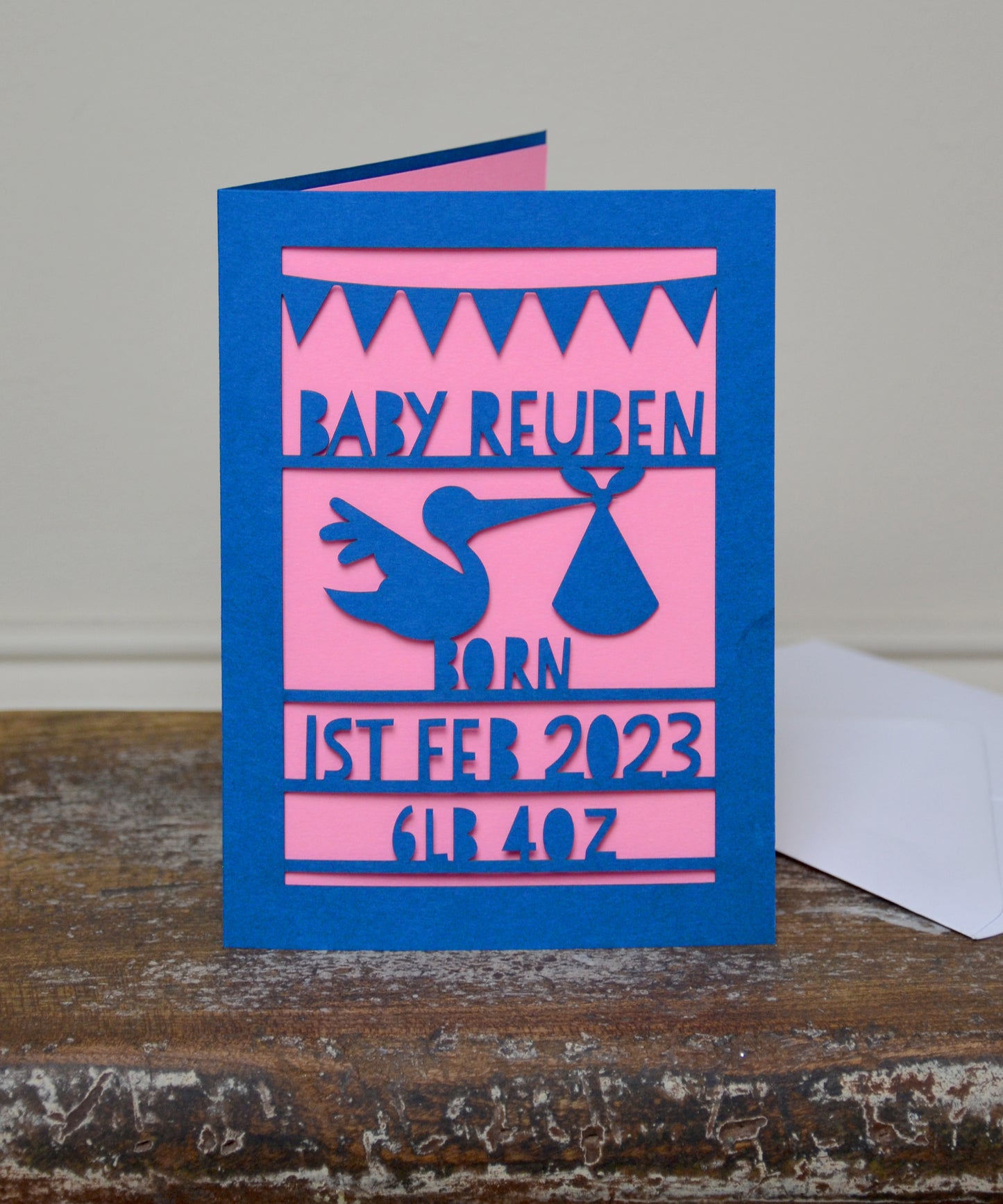 New Baby Stork Laser Cut Greeting Card