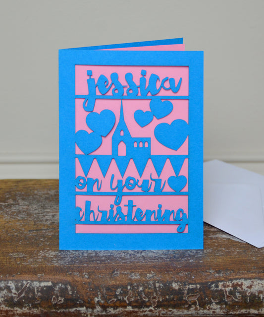 Papercut Christening Card