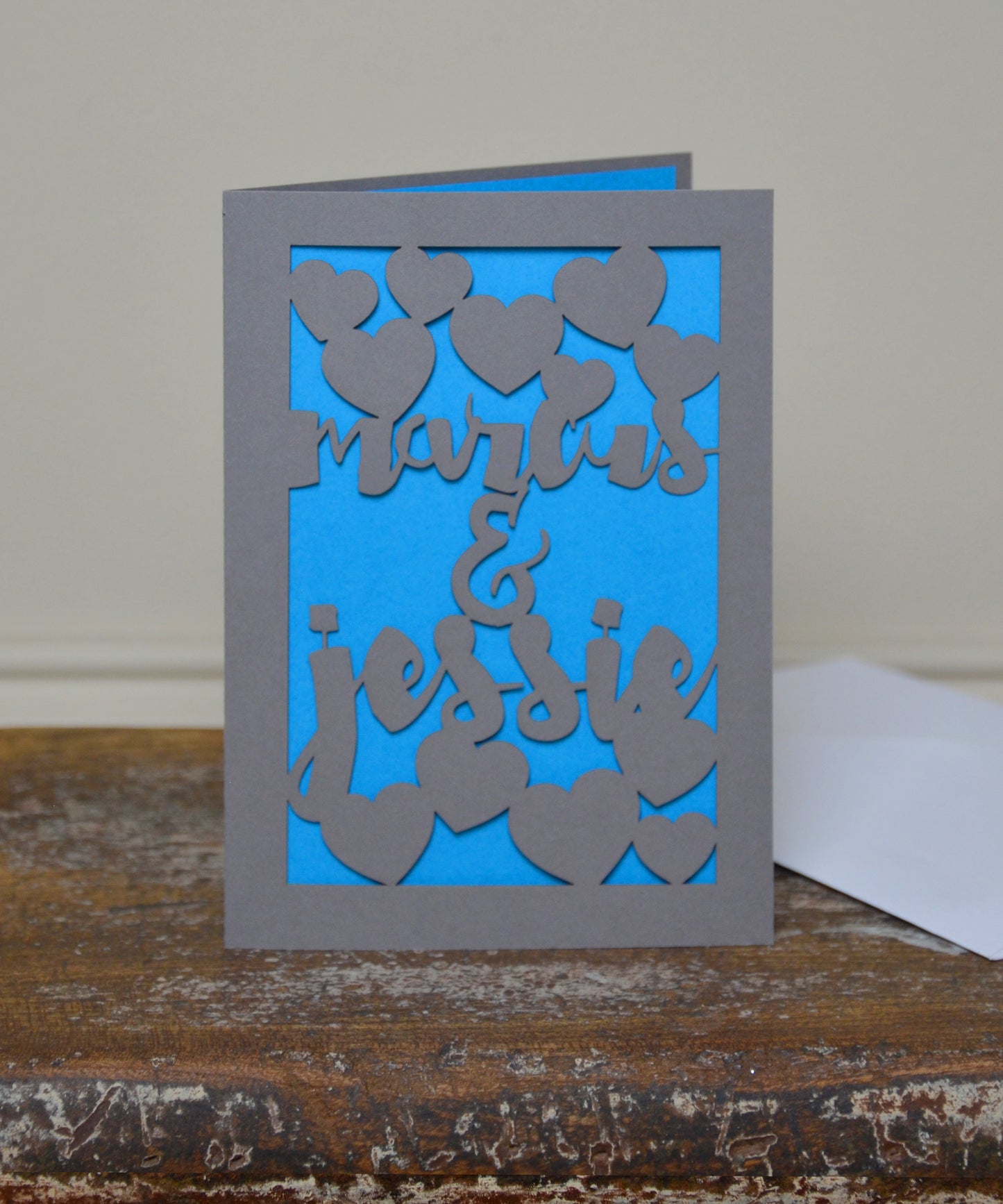 Couples Names Love Papercut Card