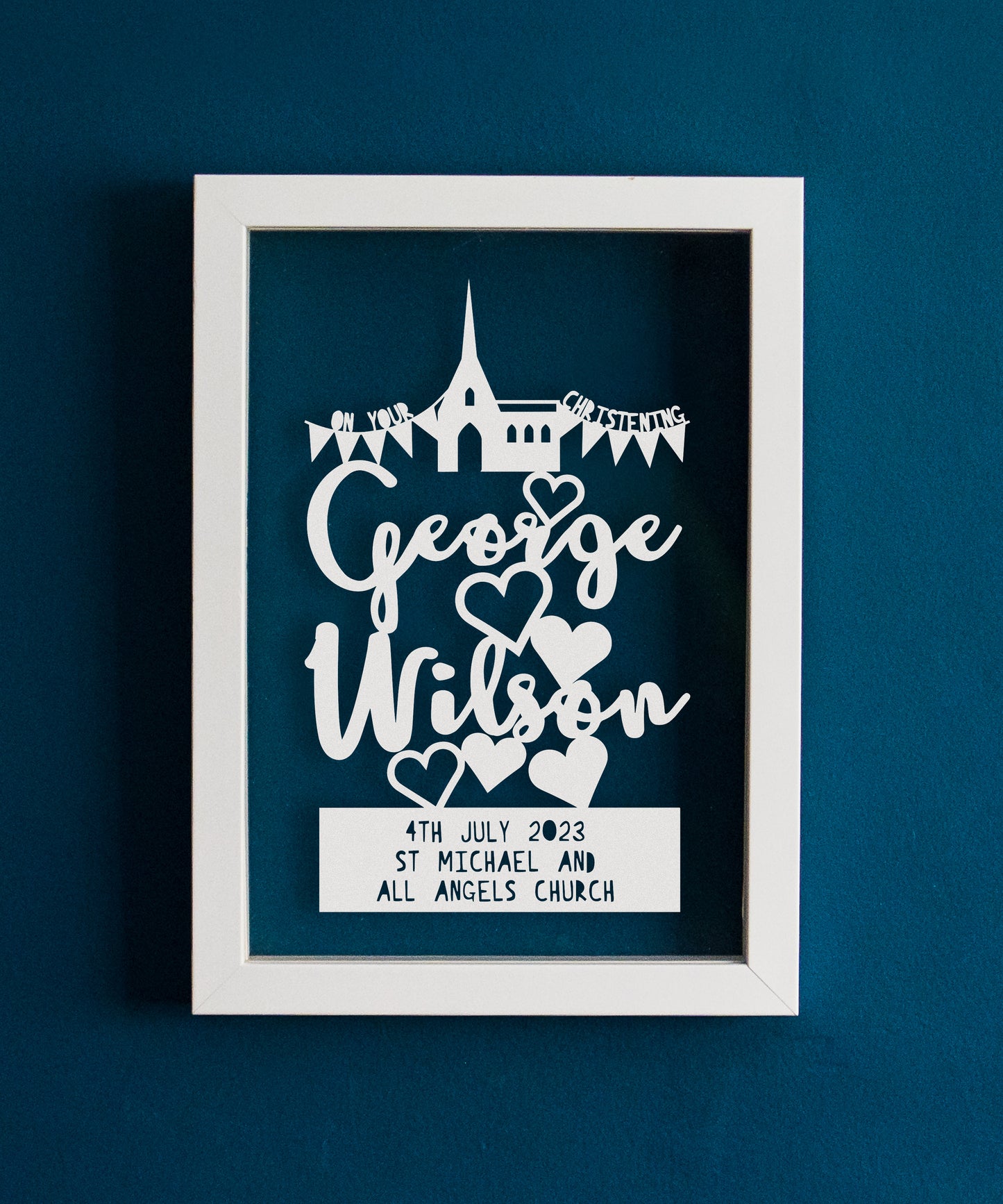 Personalised Christening Wording Papercut