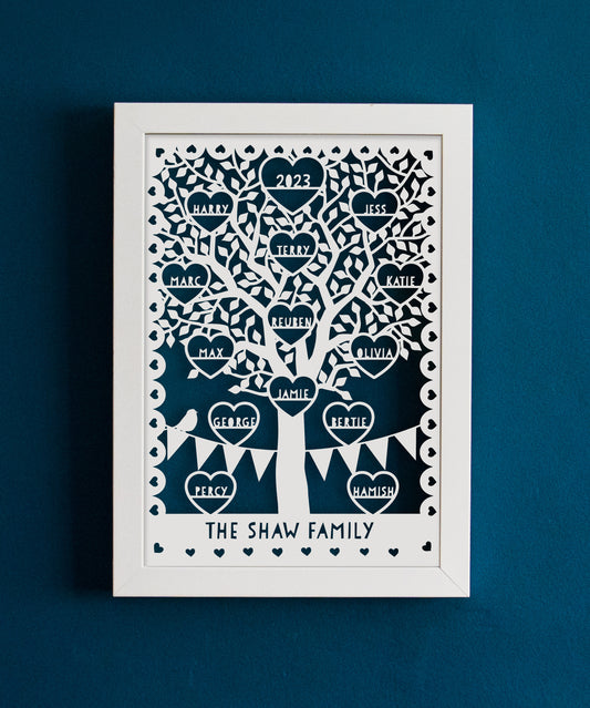 Personalised Family Heart Tree Papercut