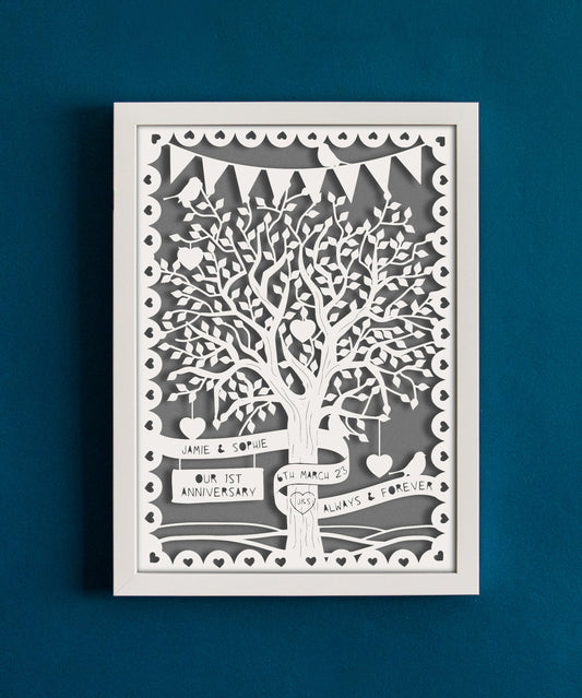 Personalised Love Tree Papercut with Bunting